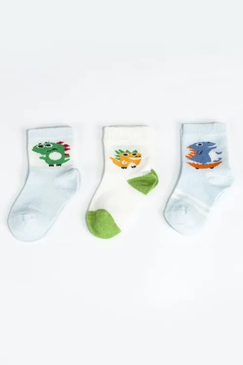 Erkek Bebek Basic Dikişsiz 3  lü Soket Çorap 0 Ay - 36 Ay