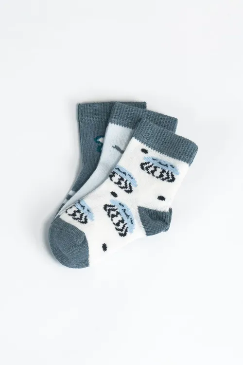 Erkek Bebek Basic Dikişsiz 3  lü Soket Çorap 0 Ay - 36 Ay