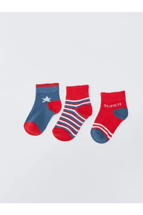 Erkek Bebek Basic Dikişsiz 3  lü Soket Çorap 0 Ay - 36 Ay