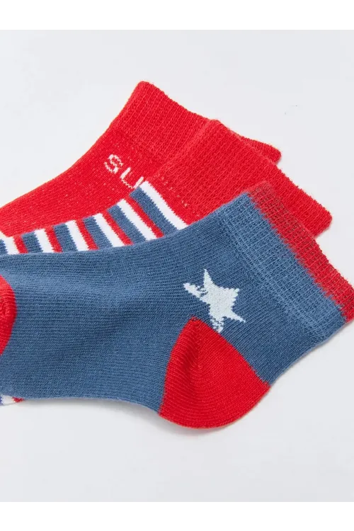 Erkek Bebek Basic Dikişsiz 3  lü Soket Çorap 0 Ay - 36 Ay