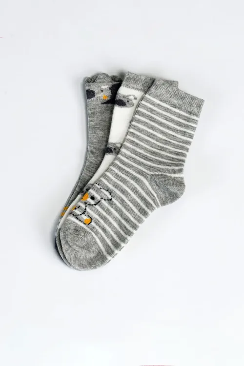 Erkek Çocuk Dikişsiz 3  lü Soket Çorap 3 Yaş - 6 yaş