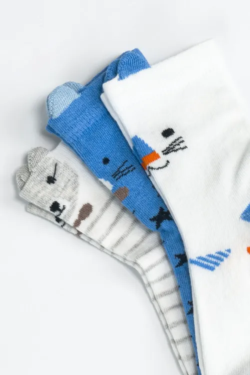 Erkek Çocuk Dikişsiz 3  lü Soket Çorap 3 Yaş - 6 yaş