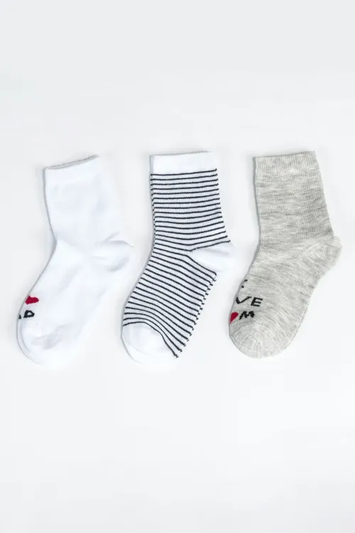 Erkek Çocuk Dikişsiz 3  lü Soket Çorap 3 Yaş - 6 yaş