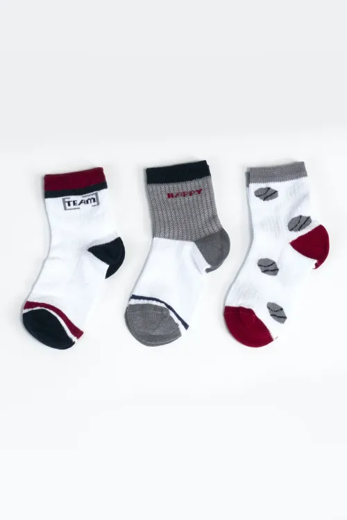 Erkek Çocuk Dikişsiz 3  lü Soket Çorap 3 Yaş - 6 yaş