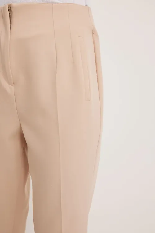 Kadın Bej Yüksek Bel Kumaş Pantolon 6650