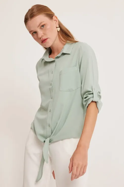 Kadın Çağla Yeşili Viskon Gömlek 20237