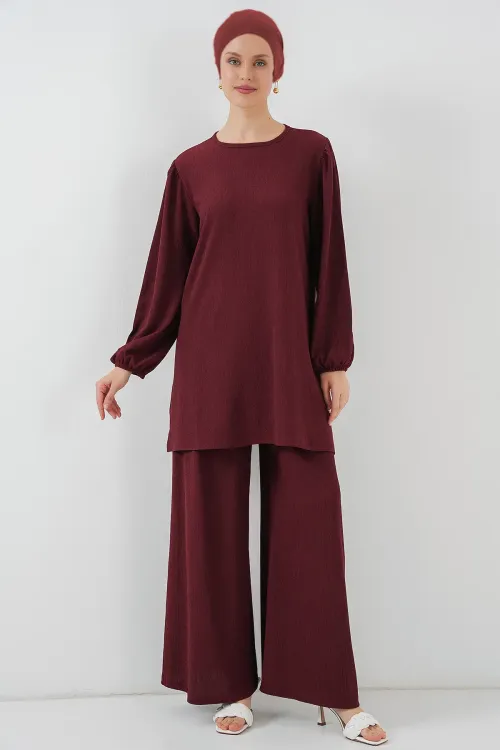 Kadın Tunik Pantolon Alt Üst Takım 6663 - Bordo
