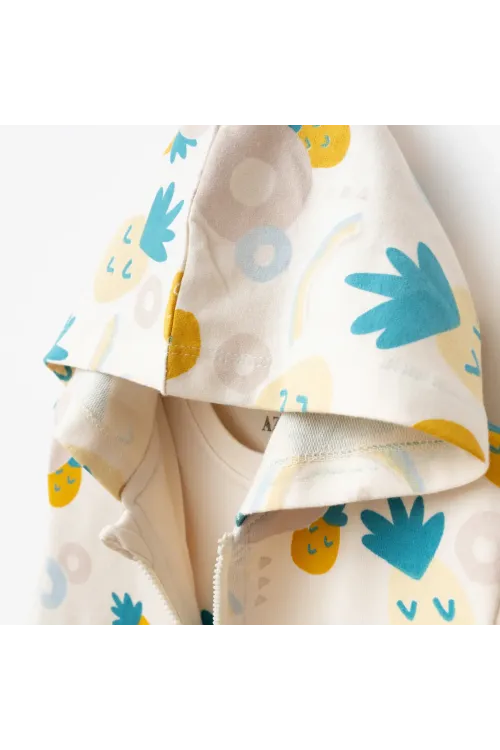 Kız Bebek Ananas Desenli Sweatshirt Pantolon T-shirt 3 lü Alt Üst Bebek Takımı 3Ay - 36Ay