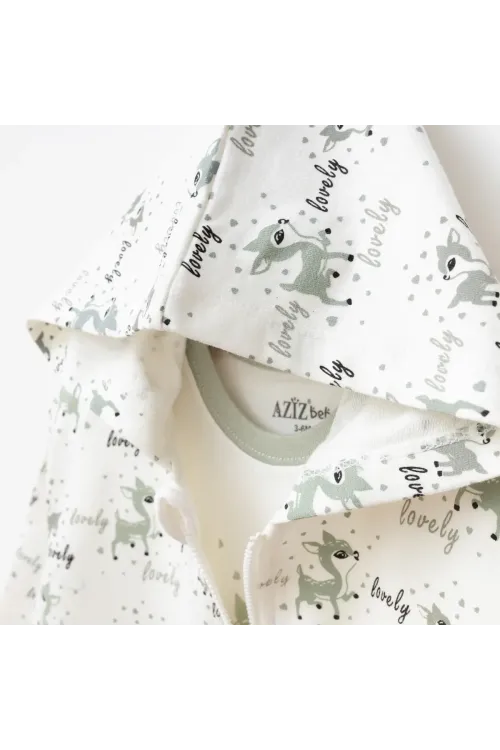 Kız Bebek Animal Desenli Sweatshirt Pantolon T-shirt 3 lü Alt Üst Bebek Takımı 3 Ay-36 Ay