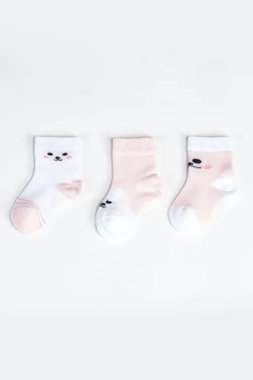 Kız Bebek Basic Dikişsiz 3  lü Soket Çorap 0 Ay - 36 Ay