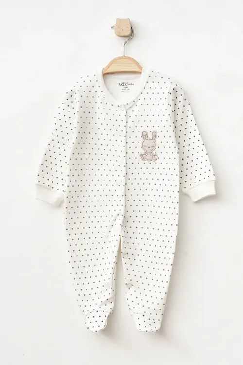 Kız Bebek Çıtçıtlı Desenli Patikli Tulum 0 Ay 6 Ay