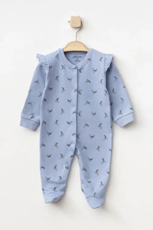 Kız Bebek Çıtçıtlı Desenli Patikli Tulum 0 Ay 6 Ay