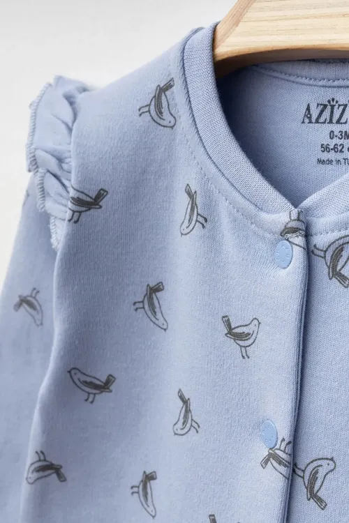 Kız Bebek Çıtçıtlı Desenli Patikli Tulum 0 Ay 6 Ay