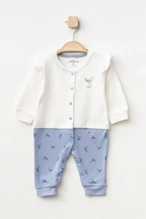 Kız Bebek Çıtçıtlı Desenli Patikli Tulum 0 Ay 6 Ay