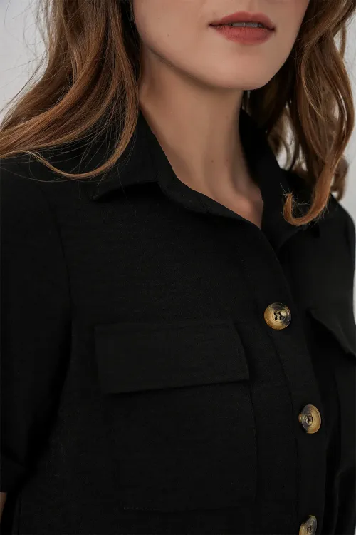 0663 Crop Ceket - Siyah