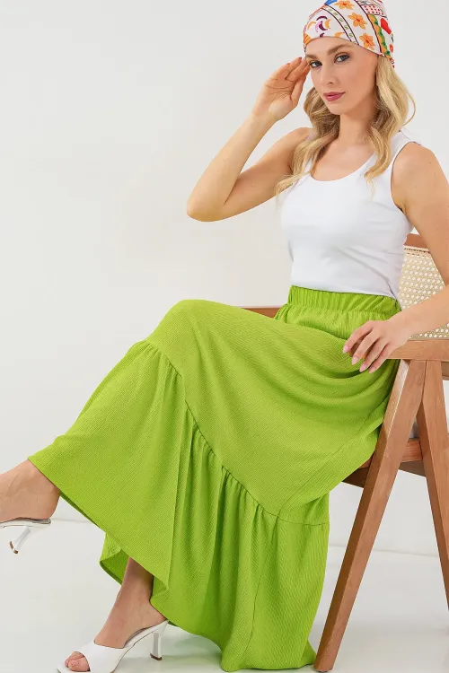 1886 Uzun Örme Etek - E.Yeşil