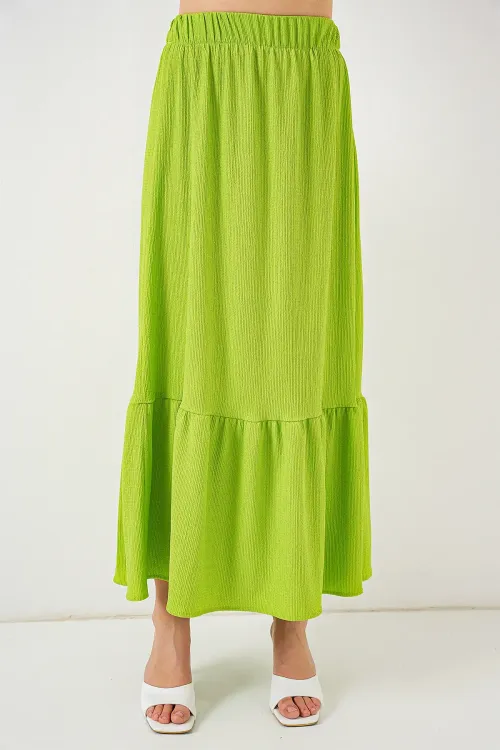 1886 Uzun Örme Etek - E.Yeşil