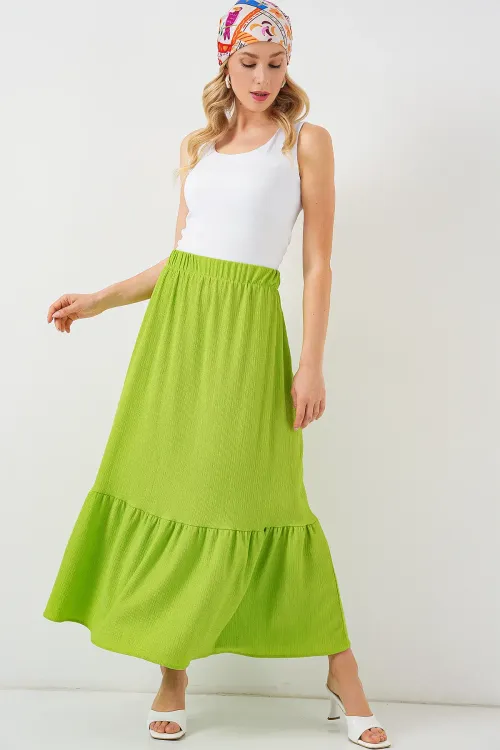 1886 Uzun Örme Etek - E.Yeşil
