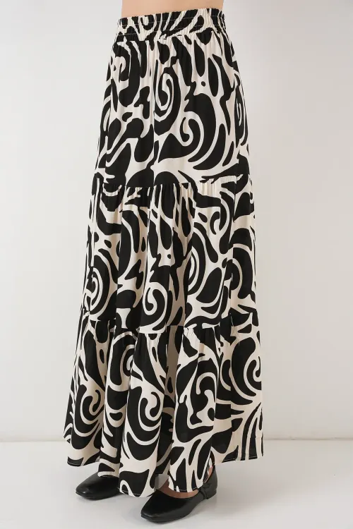 1898 Desenli Uzun Etek - C.Siyah