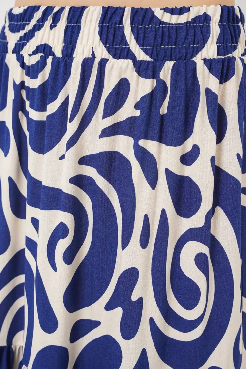 1898 Desenli Uzun Etek - F.Lacivert