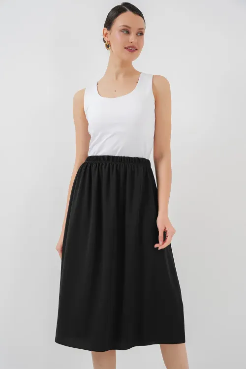 8039 Uzun Etek Astarı Jüpon - Siyah