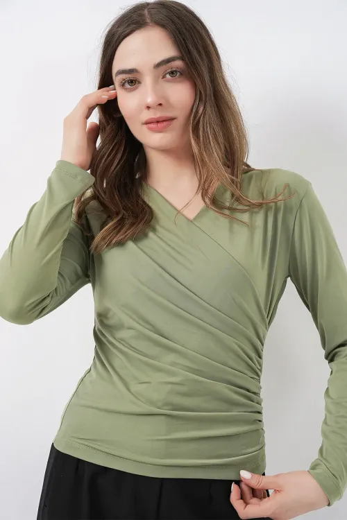 939 Anvelop Yaka Sandy Bluz - Çağla