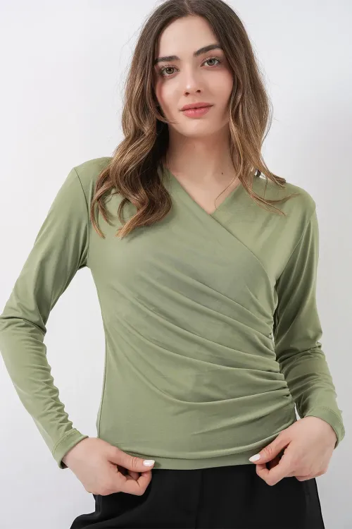 939 Anvelop Yaka Sandy Bluz - Çağla