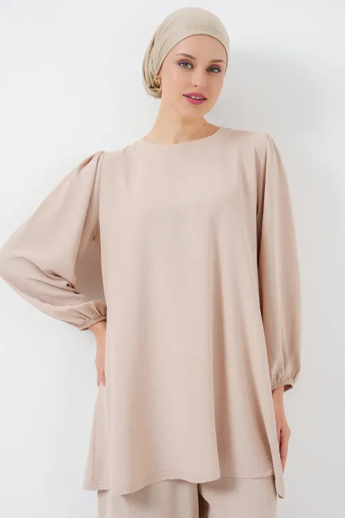 Ayrobin Tunik Pantolon Alt Üst Takım 6712 - Krem