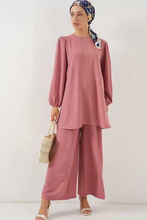 Ayrobin Tunik Pantolon Alt Üst Takım 6712 - Pembe