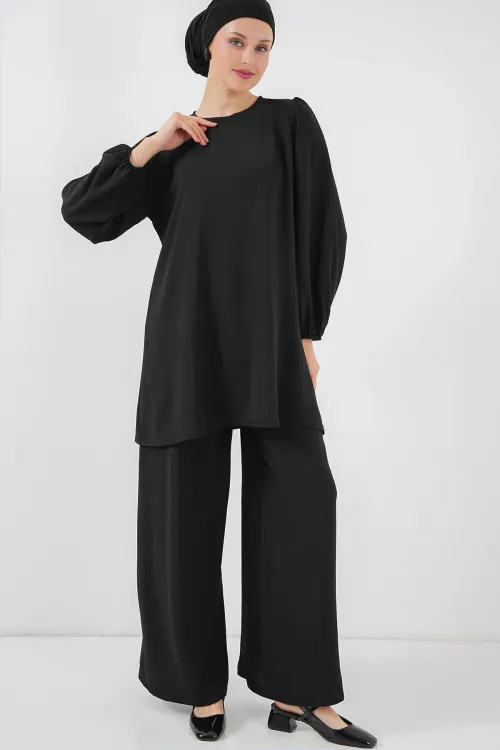 Ayrobin Tunik Pantolon Alt Üst Takım 6712 - Siyah