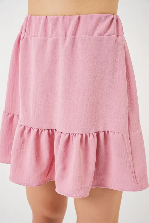 Kadın Ayrobin Mini Etek 8054 - Pudra