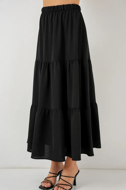 Kadın Ayrobin Uzun Etek 8048 - Siyah