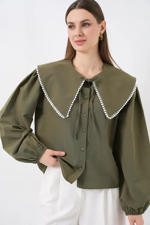 Kadın Bebe Yaka Gömlek 20314 - Haki