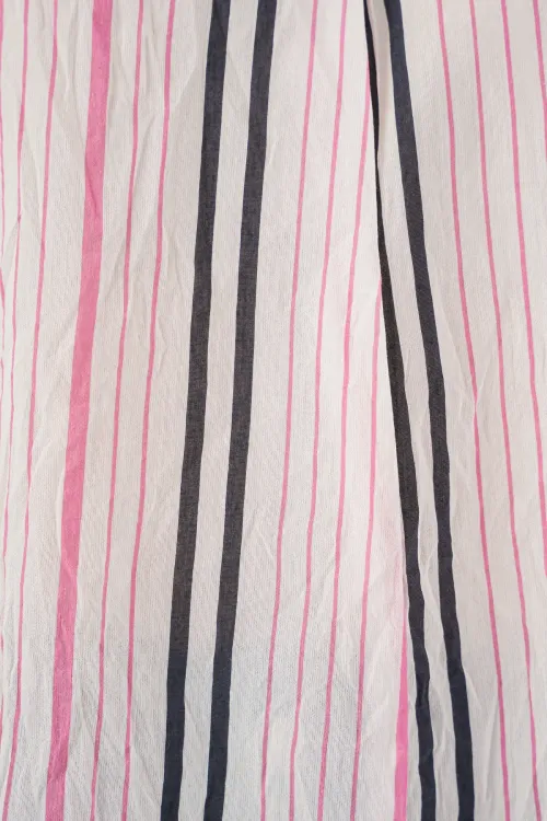 Kadın Çizgili Oversize Bluz 967 - Pembe