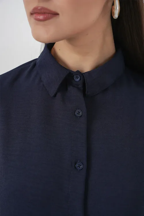 Kadın Gömlek Pantolon İkili Takım 30063 - Lacivert