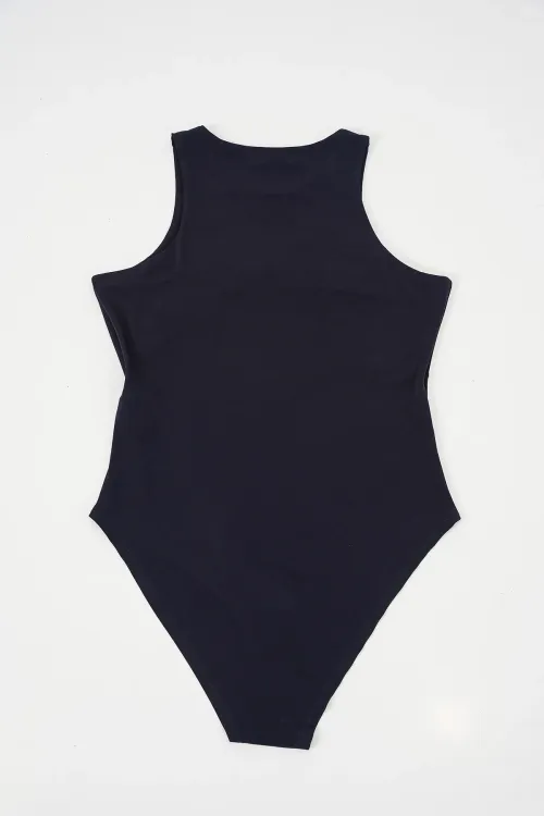 Kadın Halter Yaka Çıtçıtlı Body 972 - Lacivert