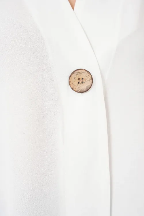 Kadın Kısa Kol Oversize Kimono 5969 - Beyaz