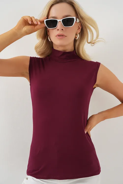 Kadın Kolsuz Body 4348 - Bordo