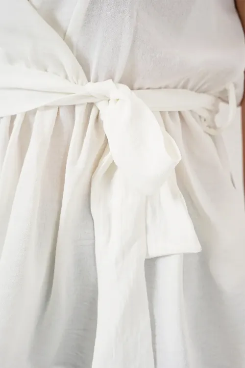 Kadın Kruvaze Yaka Kolsuz Bluz 966 - Beyaz