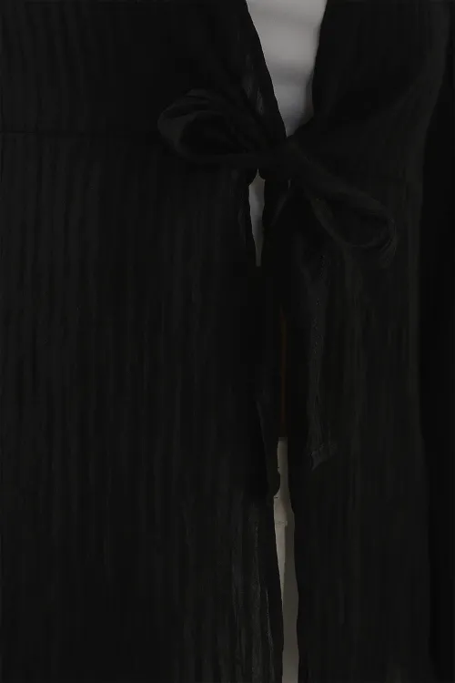 Kadın Önü Bağcıklı Bluz 952 - Siyah