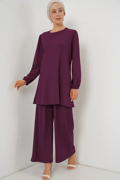 Kadın Tunik Pantolon Alt Üst Takım 6663 - Mor