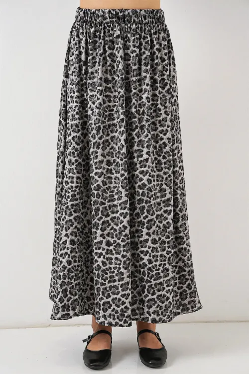 Kadın Uzun Ayrobin Etek 8050 - Antrasit