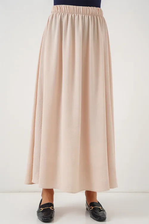 Kadın Uzun Ayrobin Etek 8050 - Bej