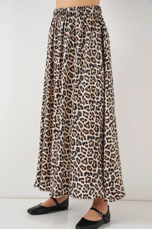 Kadın Uzun Ayrobin Etek 8050 - C. Kahverengi