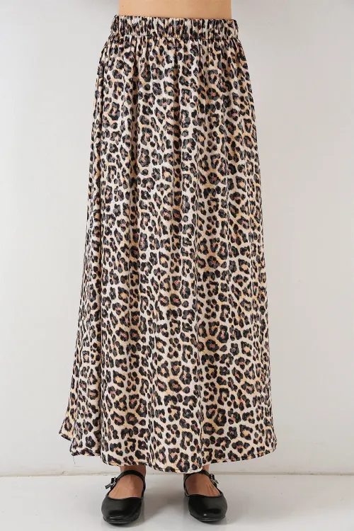 Kadın Uzun Ayrobin Etek 8050 - C. Kahverengi