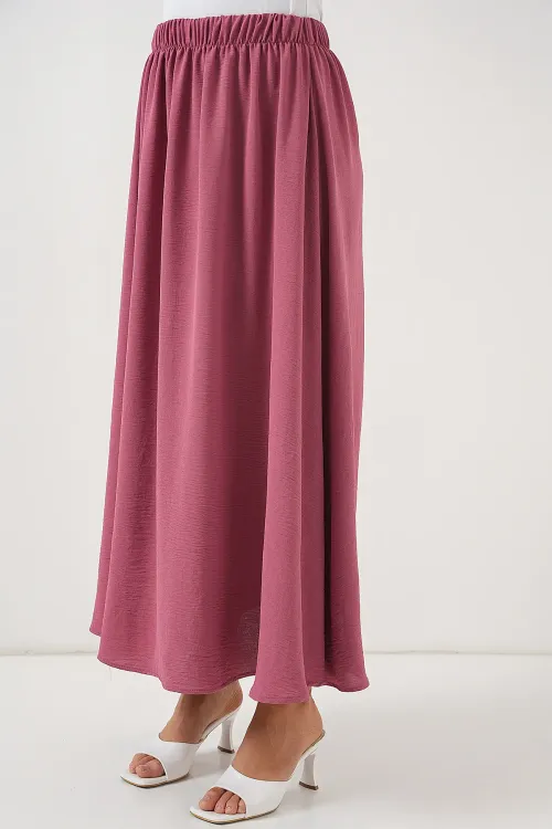 Kadın Uzun Ayrobin Etek 8050 - Gül Kurusu