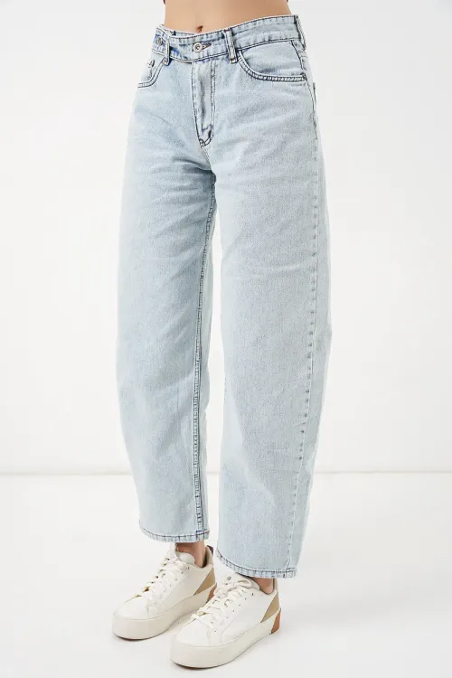 Kadın Yüksek Bel Kot Pantolon 30081 - Buz Mavi