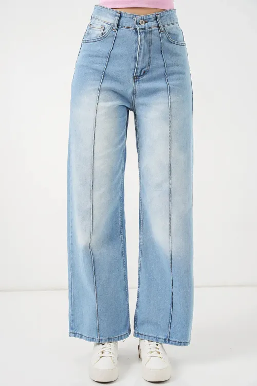 Kadın Yüksek Bel Kot Pantolon 30082 - Açık Mavi