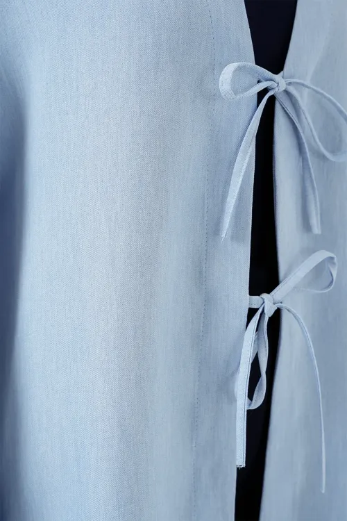 Keten Tesettür Kimono 5968 - Mavi