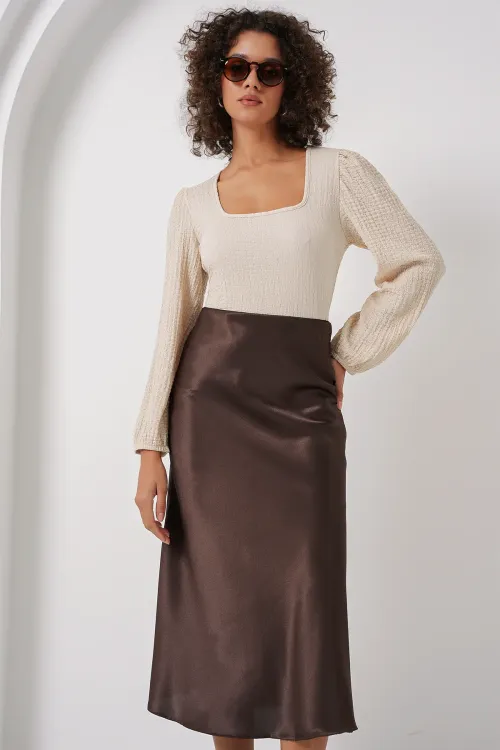 0442 Uzun Kollu Bluz - Krem